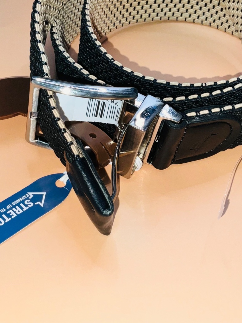 Tommy Bahama Reversible Stretch Braided Belt Black/Khaki. Men’s XL 42-44”. NWT - Picture 8 of 8